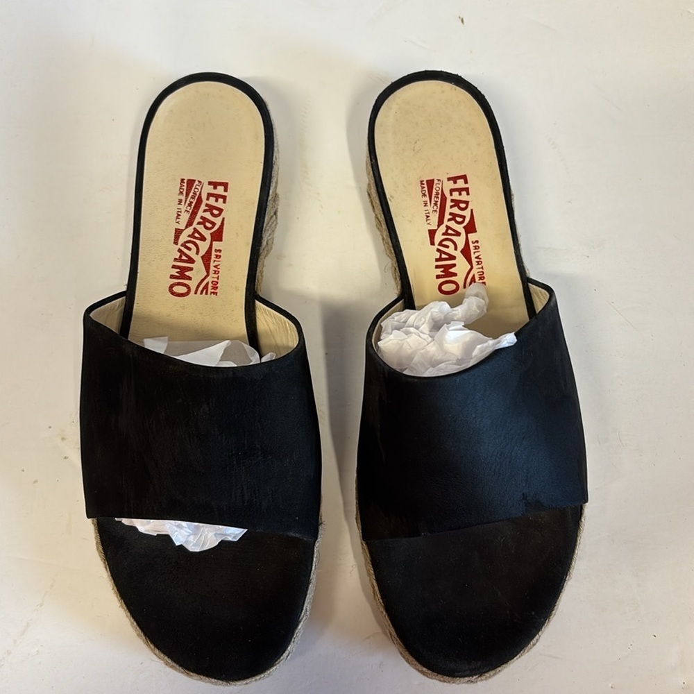 Salvatore Ferragamo Black Suede Slides - Picture 3 of 8